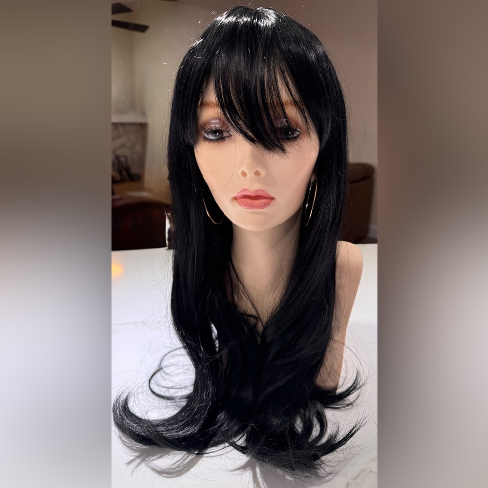HAIR, 24” Straight, with Bangs, Center Part, Jet Black